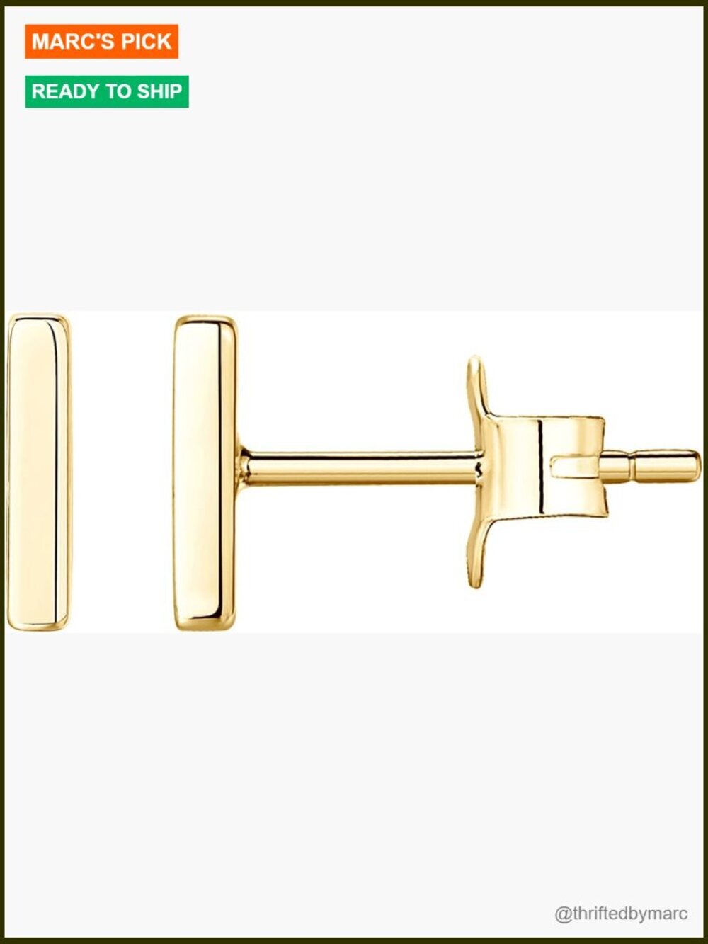 Dainty Geometric Gold Stud Earrings Set - Circle Triangle Bar